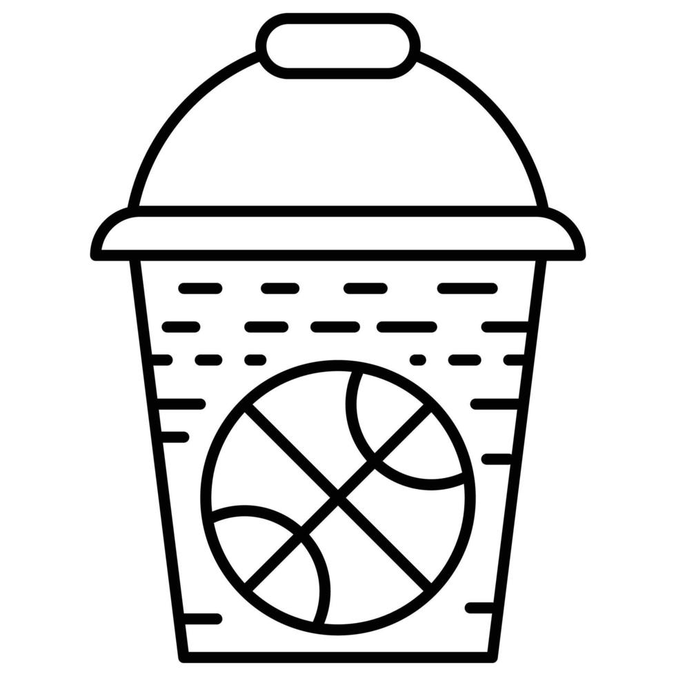 Eimer, Symbol für den Linienstil des Basketballthemas vektor