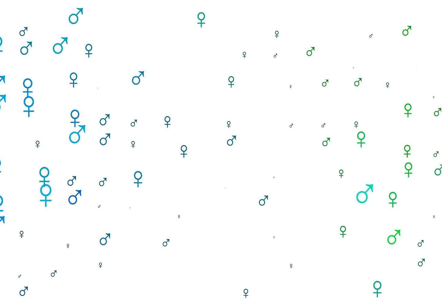 hellblaues, grünes Vektormuster mit Geschlechtselementen. vektor