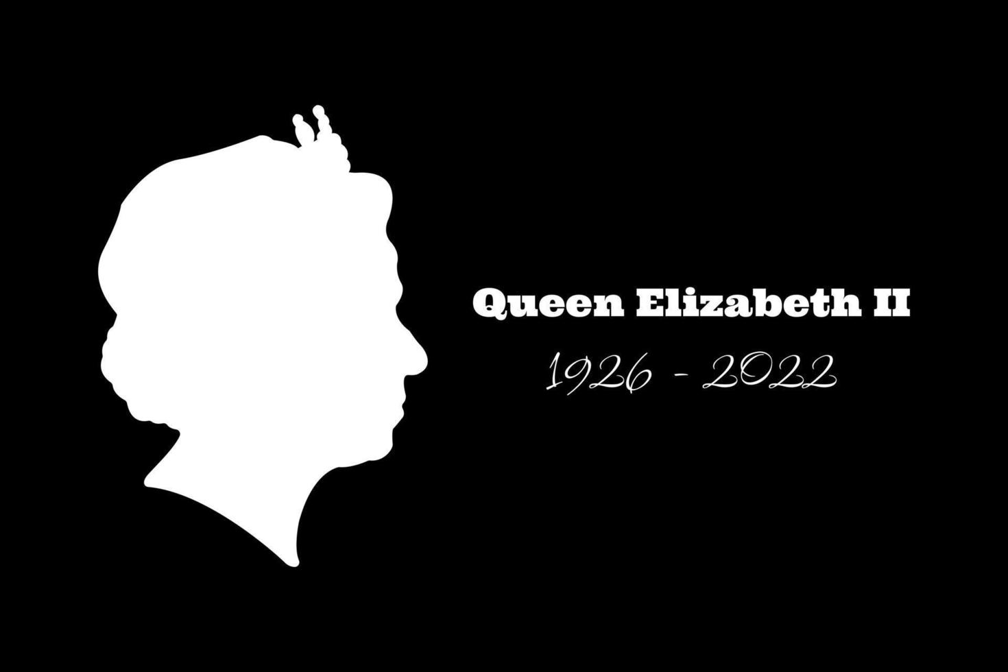 Seitenprofil von Queen Elizabeth. Königin Jahre. Tod der Königin von Großbritannien. horizontales Banner vektor