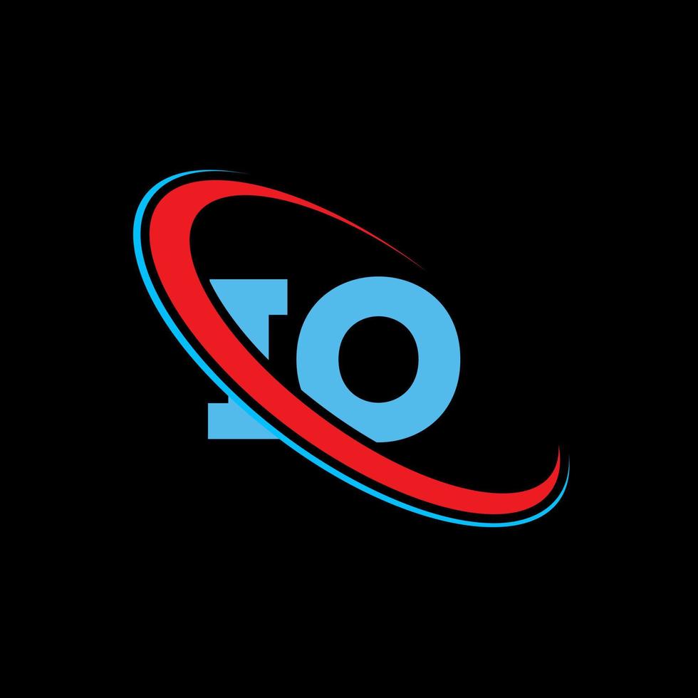 io logotyp. io design. blå och röd io brev. io brev logotyp design. första brev io länkad cirkel versal monogram logotyp. vektor