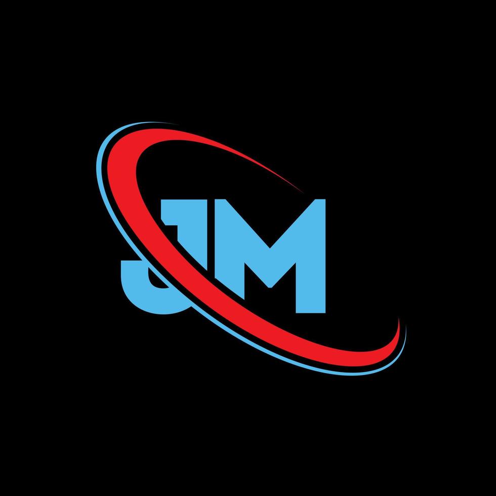 jm-Logo. JM-Design. blauer und roter jm-buchstabe. JM-Brief-Logo-Design. Anfangsbuchstabe jm verknüpfter Kreis Monogramm-Logo in Großbuchstaben. vektor