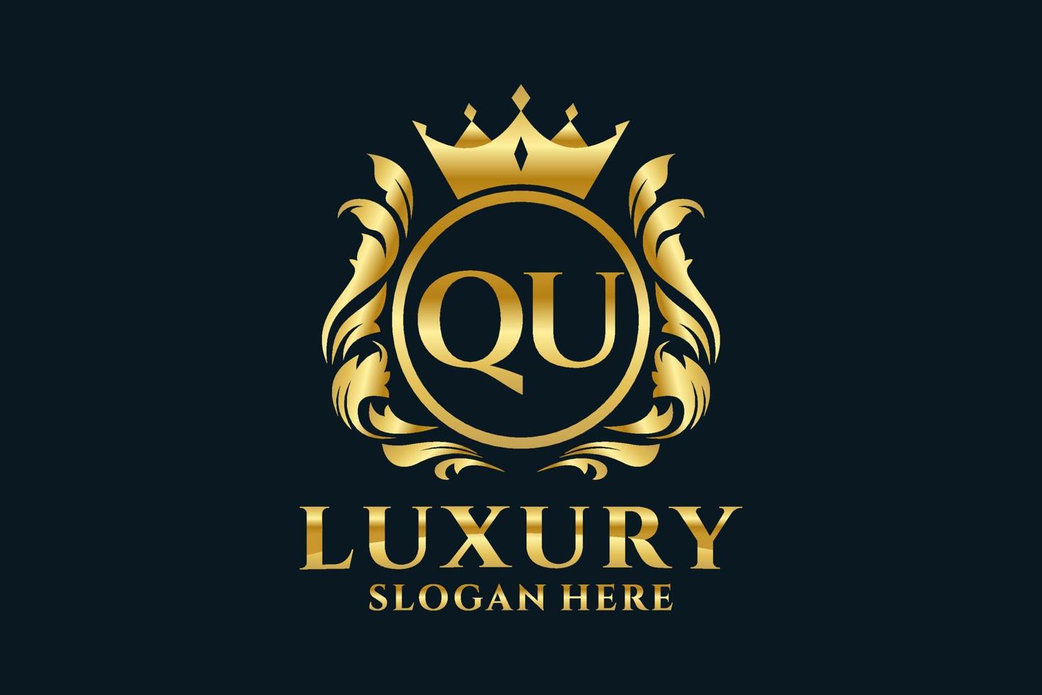 Royal Luxury Logo-Vorlage mit anfänglichem qu-Buchstaben in Vektorgrafiken für luxuriöse Branding-Projekte und andere Vektorillustrationen. vektor