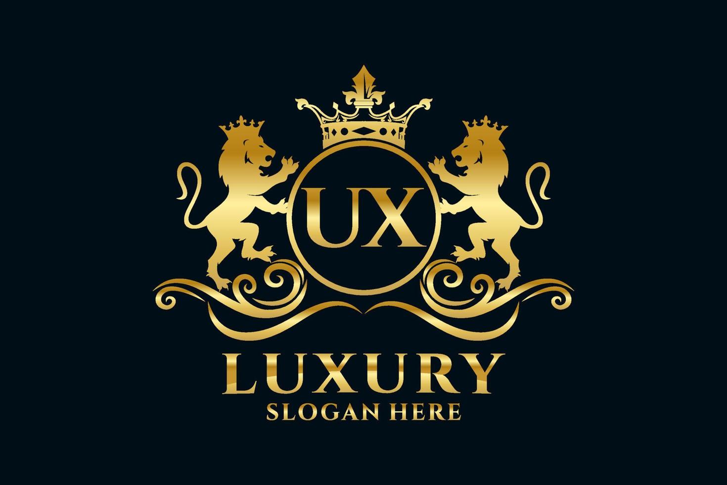 Initial ux Letter Lion Royal Luxury Logo Vorlage in Vektorgrafiken für luxuriöse Branding-Projekte und andere Vektorillustrationen. vektor