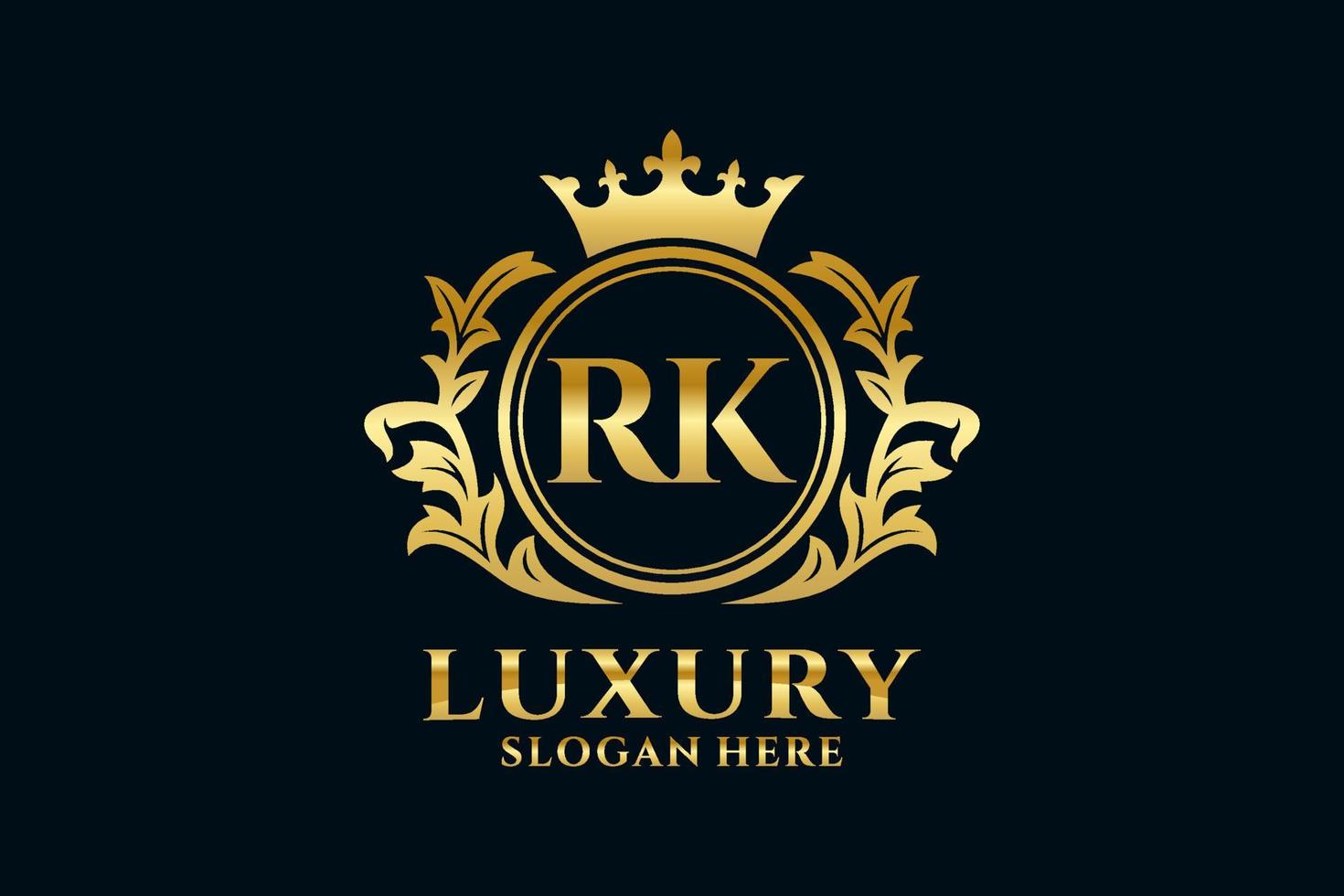 Royal Luxury Logo-Vorlage mit anfänglichem RK-Buchstaben in Vektorgrafiken für luxuriöse Branding-Projekte und andere Vektorillustrationen. vektor