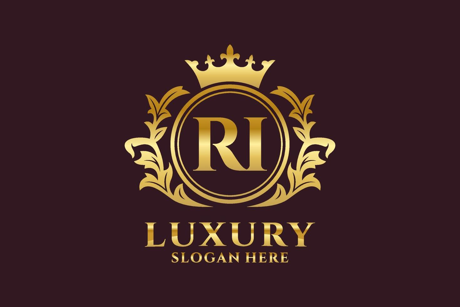 Royal Luxury Logo-Vorlage mit anfänglichem ri-Buchstaben in Vektorgrafiken für luxuriöse Branding-Projekte und andere Vektorillustrationen. vektor