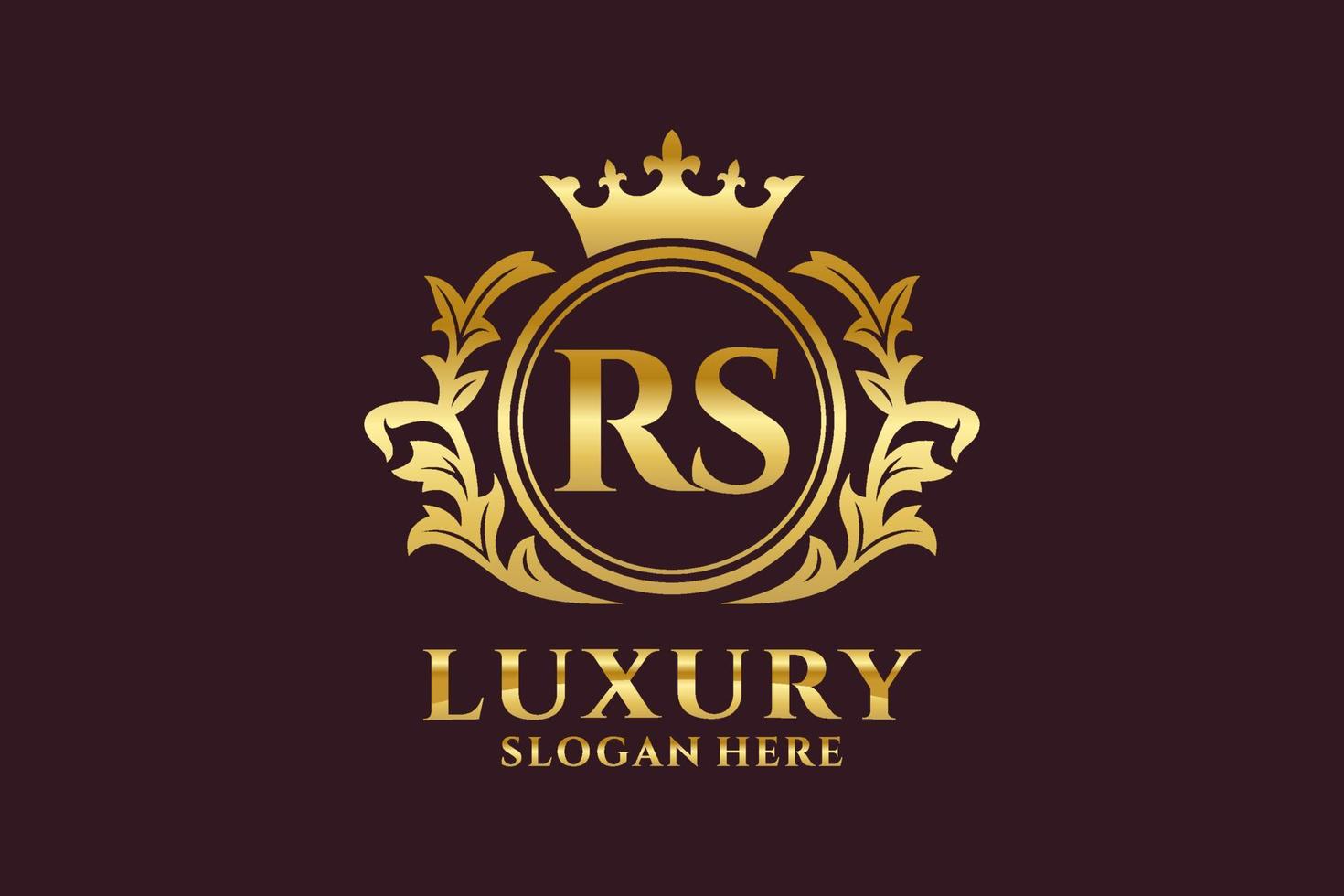 Royal Luxury Logo-Vorlage mit anfänglichem rs-Buchstaben in Vektorgrafiken für luxuriöse Branding-Projekte und andere Vektorillustrationen. vektor