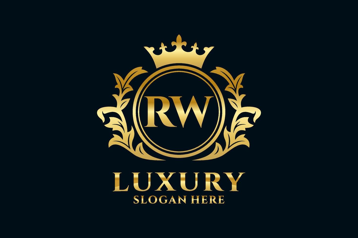 Royal Luxury Logo-Vorlage mit anfänglichem rw-Buchstaben in Vektorgrafiken für luxuriöse Branding-Projekte und andere Vektorillustrationen. vektor