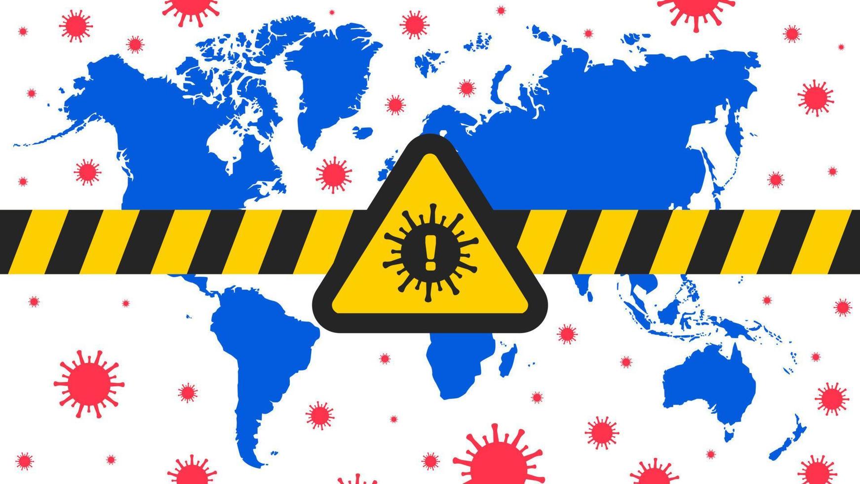 värld i korona virus farlig tecken varna coution med värld Karta och virus vektor illustration