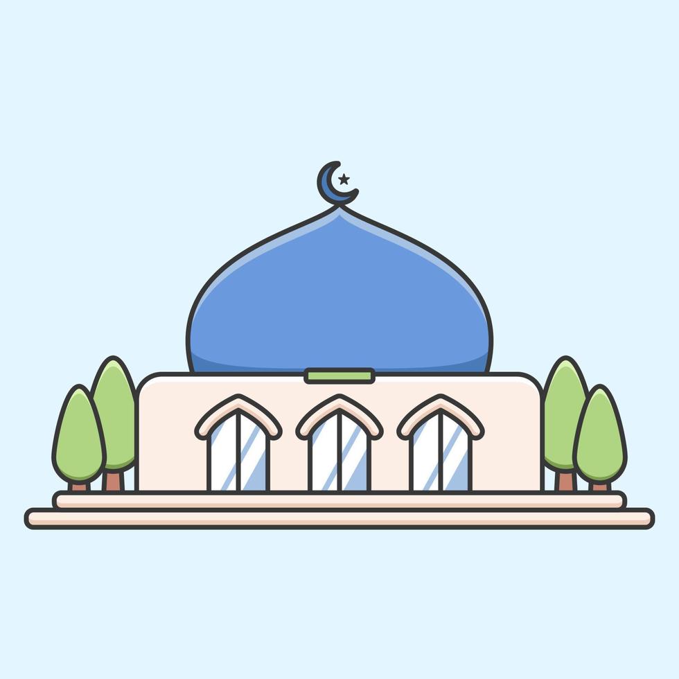 enkel små moské i söt platt stil illustration vektor