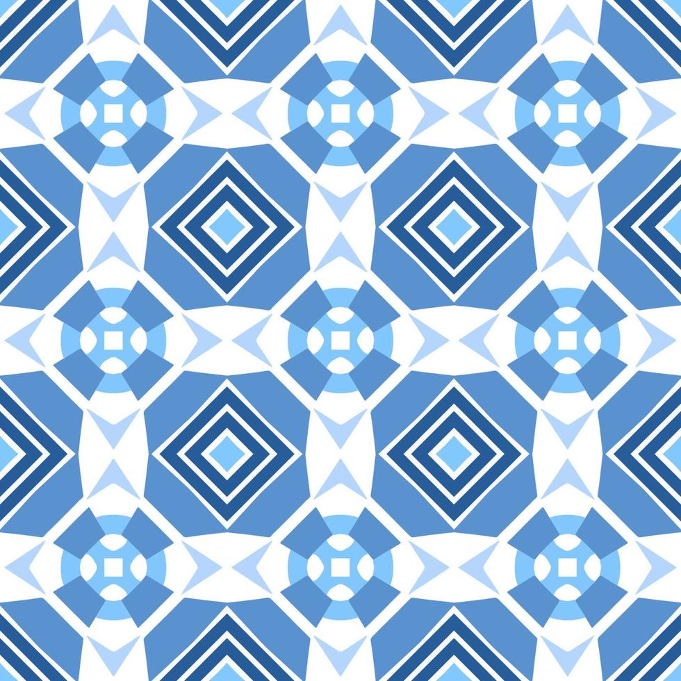 blå geometrisk sömlös mönster med stam- form. mönster designad i ikat, aztek, marockanska, thai, lyx arabicum stil. idealisk för tyg plagg, keramik, tapet. vektor illustration.