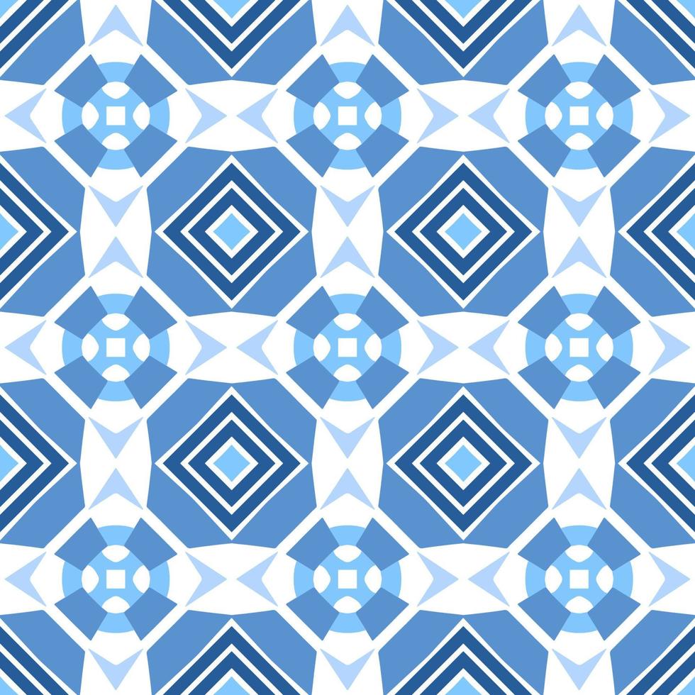 blaues geometrisches nahtloses Muster mit Stammesform. muster im ikat-, azteken-, marokkanischen, thailändischen, luxuriösen arabischen stil. Ideal für Stoffkleidung, Keramik, Tapeten. Vektor-Illustration. vektor