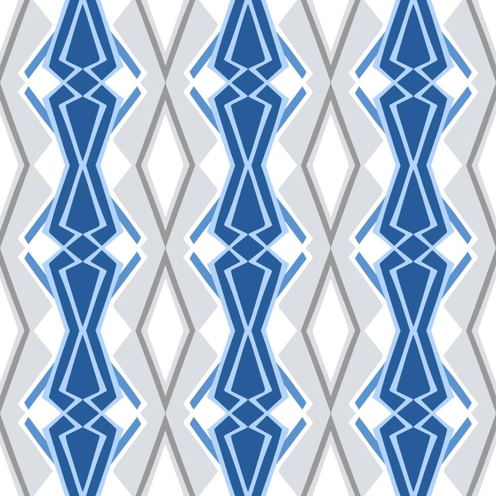 blå geometrisk sömlös mönster med stam- form. mönster designad i ikat, aztek, marockanska, thai, lyx arabicum stil. idealisk för tyg plagg, keramik, tapet. vektor illustration.