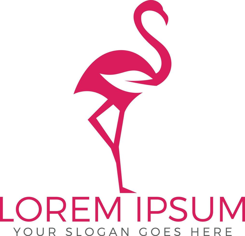 flamingo med blad tecken logotyp design. vektor