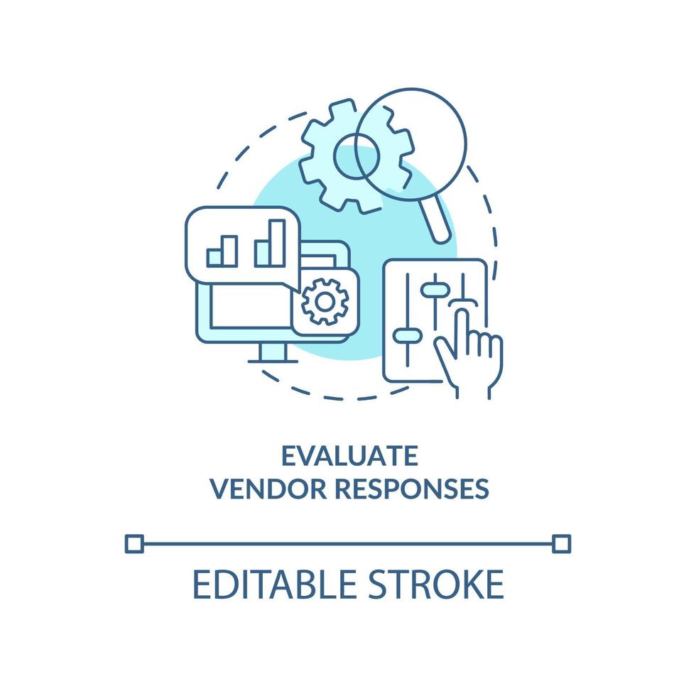 utvärdera Säljare svar turkos begrepp ikon. väljer bäst cms abstrakt aning tunn linje illustration. isolerat översikt teckning. redigerbar stroke. vektor