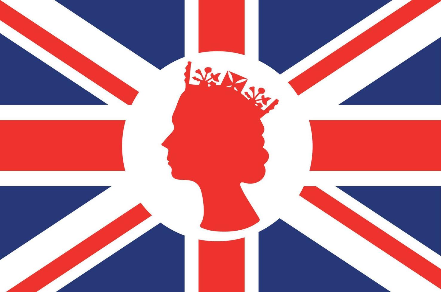 Elizabeth drottning ansikte vit och röd med brittiskt förenad rike flagga nationell Europa emblem ikon vektor illustration abstrakt design element