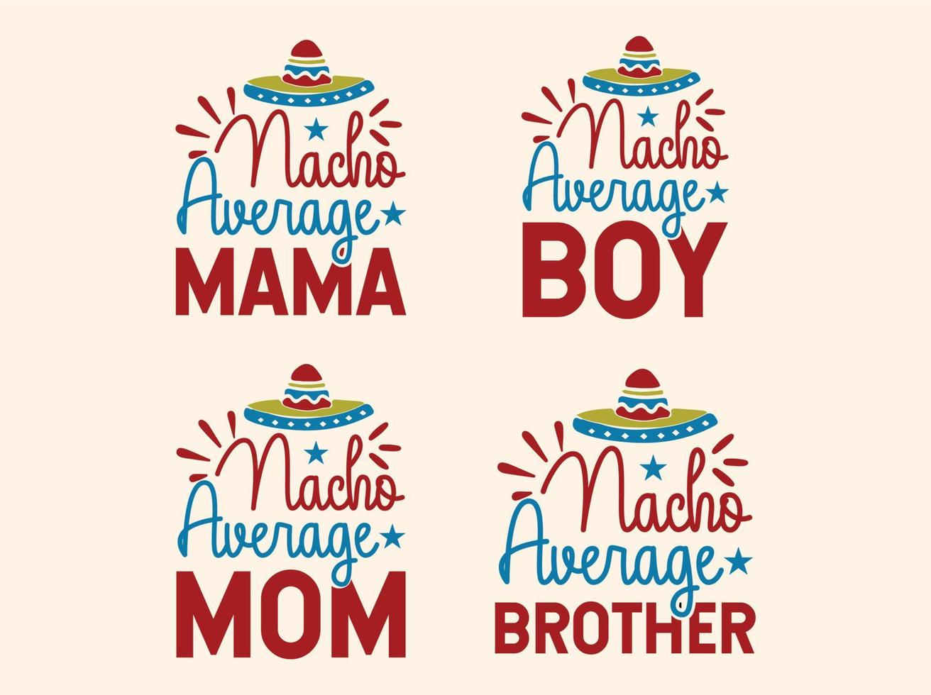 Nacho durchschnittliches Familien-T-Shirt-Designpaket vektor