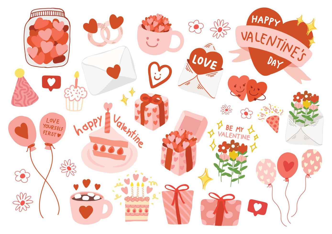 niedliches isolieren valentinstag elemente design vektor