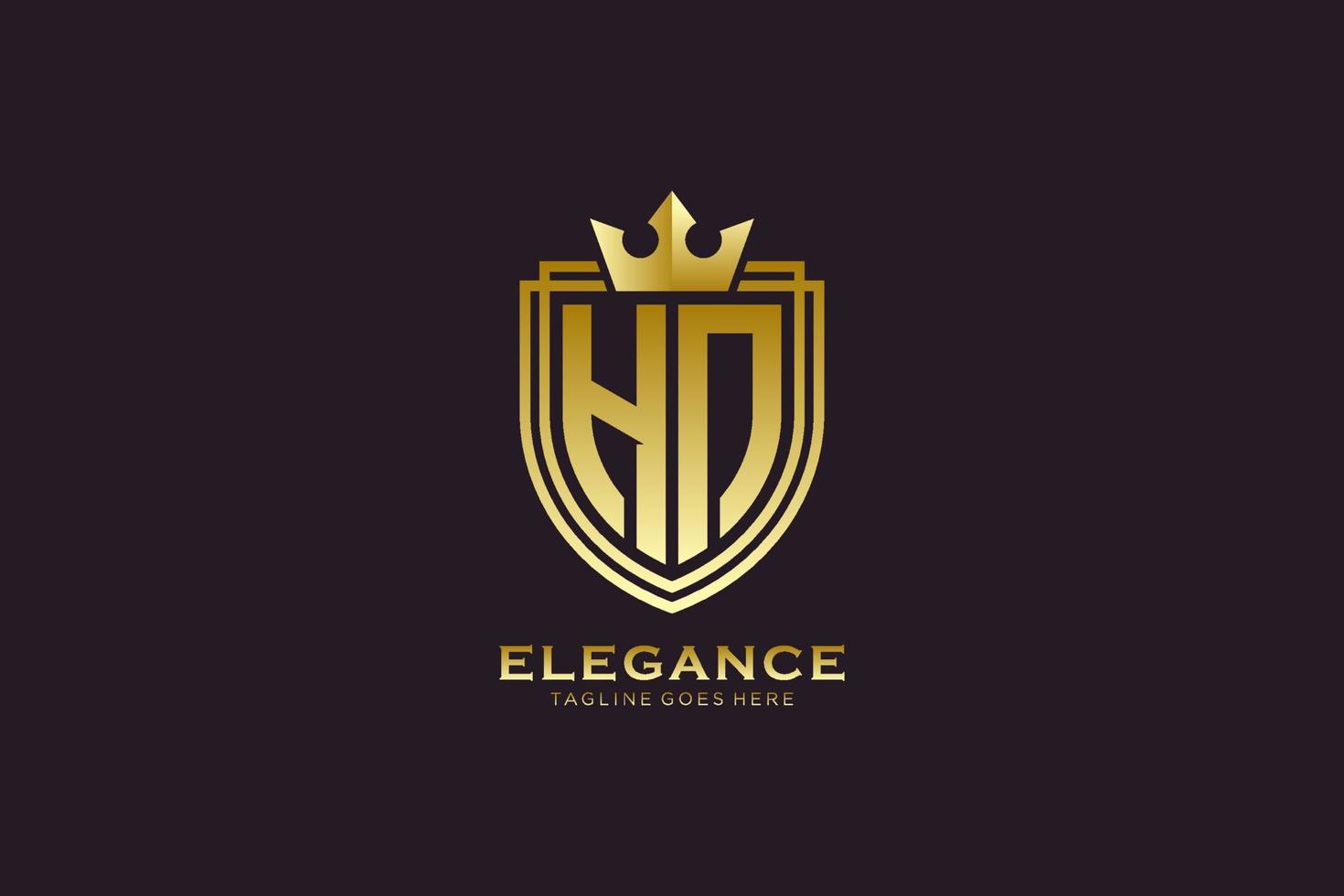 Initial hn elegantes Luxus-Monogramm-Logo oder Abzeichen-Vorlage mit Schriftrollen und Königskrone – perfekt für luxuriöse Branding-Projekte vektor