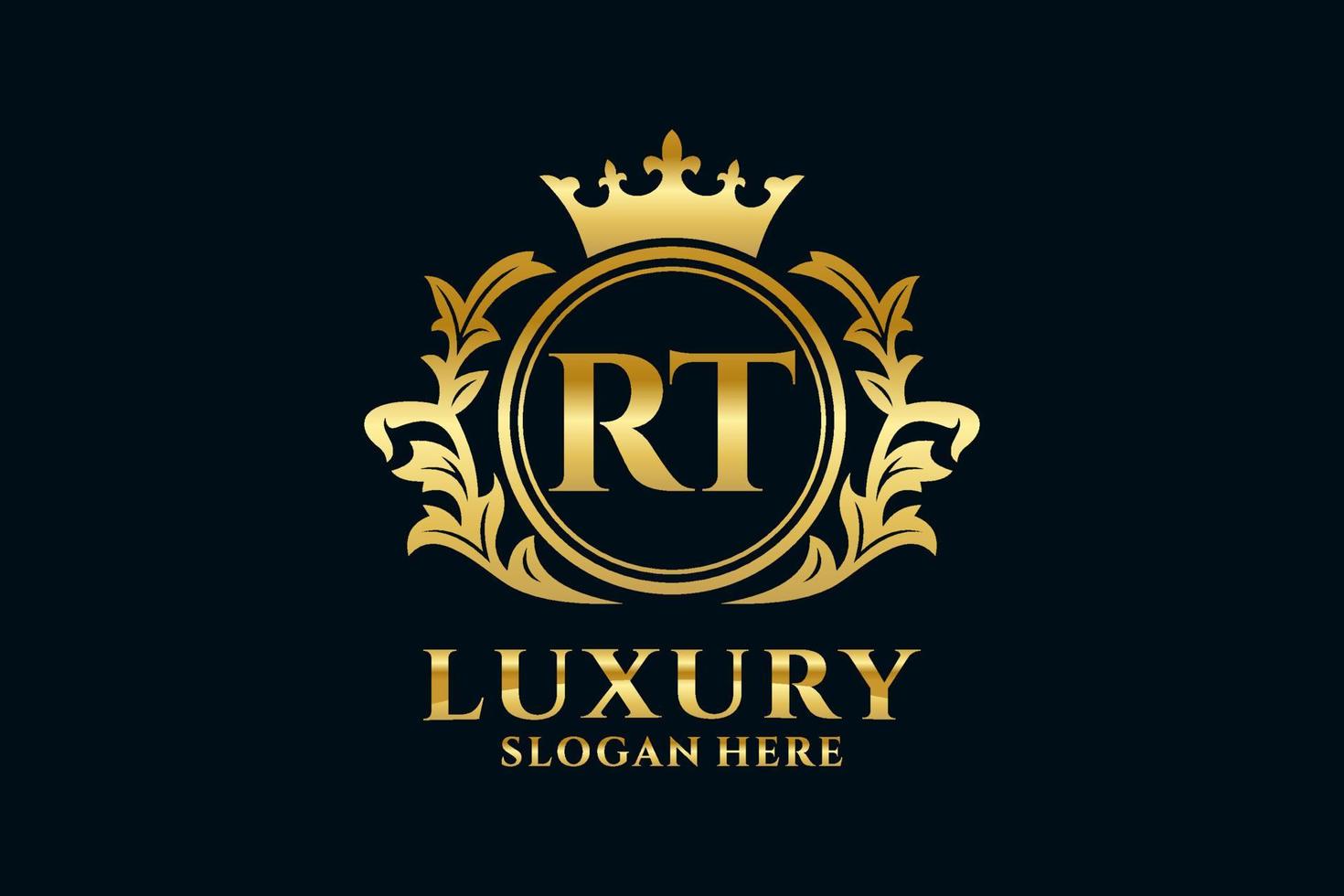 Royal Luxury Logo-Vorlage mit anfänglichem rt-Buchstaben in Vektorgrafiken für luxuriöse Branding-Projekte und andere Vektorillustrationen. vektor