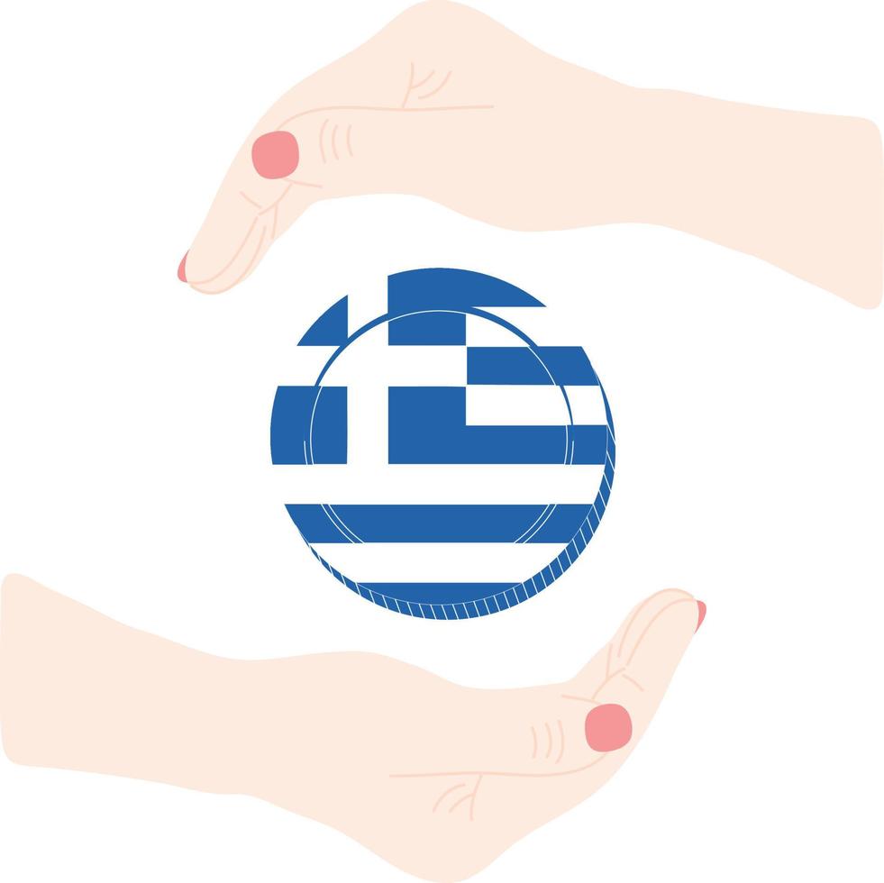grekland flagga hand ritad, eur hand dragen vektor