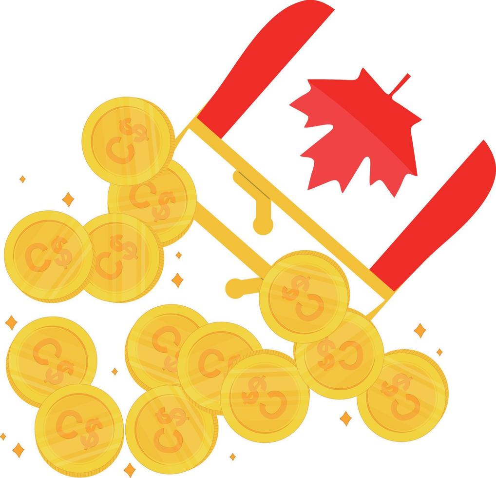 kanadensisk flagga hand ritad, kanadensisk dollar hand dragen vektor
