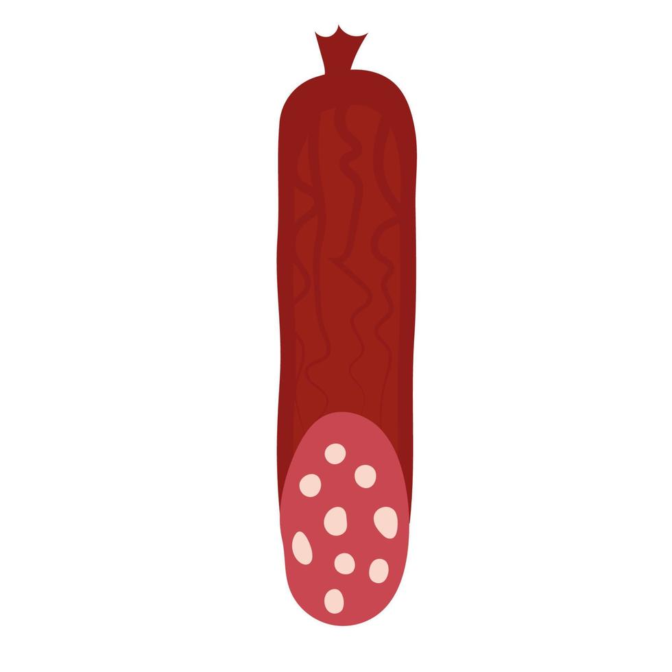 salami korv kött och vektor ikon illustration. nötkött produkt isolerat vit och middag design. utegrill ingrediens och gott matlagning lunch. utsökt äta symbol och delikatesser organisk teckning