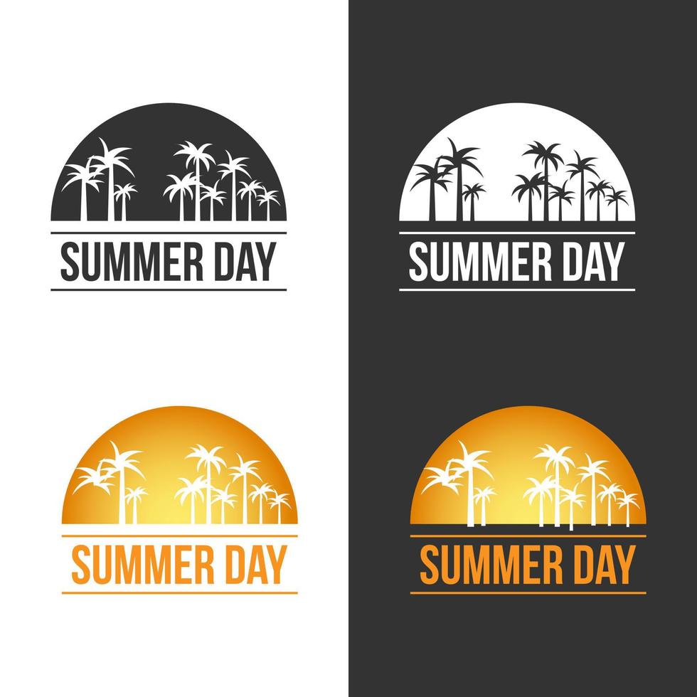 sommar dag tema av handflatan på de sida av strand vektor design illustration