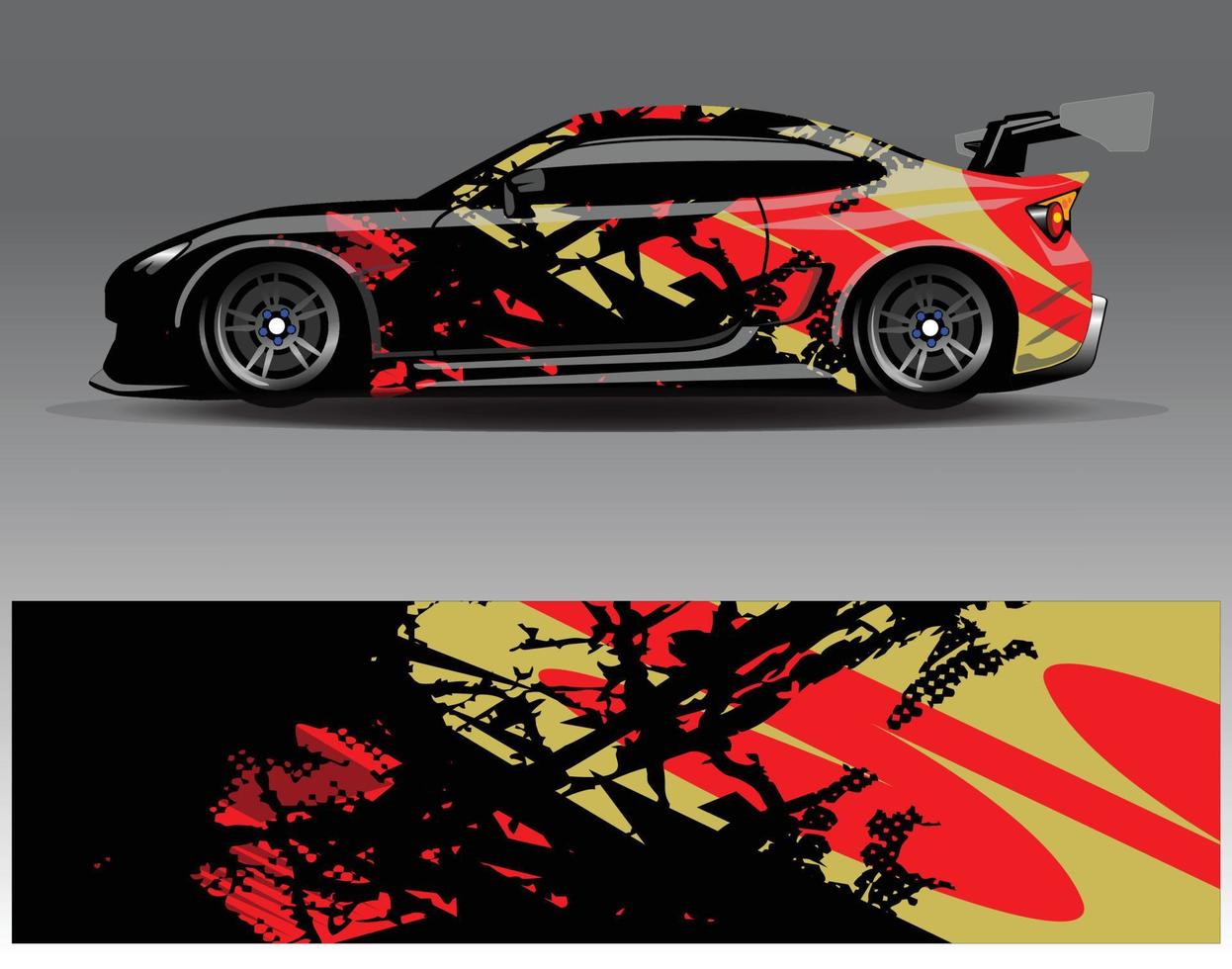 bil wrap design vektor. grafisk abstrakt stripe racing bakgrund kit designs för wrap fordon racer bil rally äventyr och livery vektor