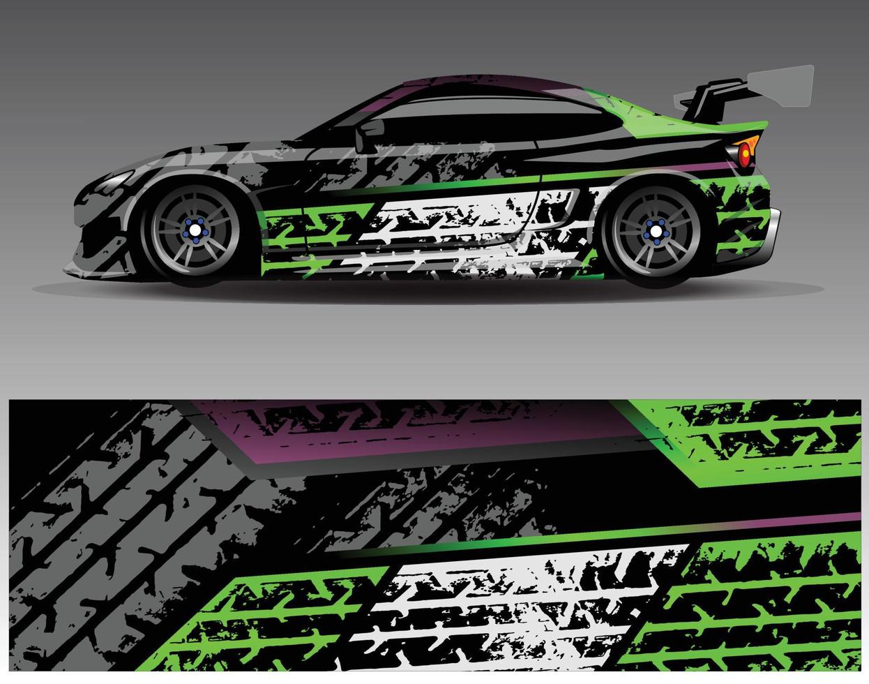 Auto-Wrap-Design-Vektor. grafische abstrakte Streifen-Rennhintergrund-Kit-Designs für Wrap-Fahrzeug-Rennwagen-Rallye-Abenteuer und Lackierungen vektor