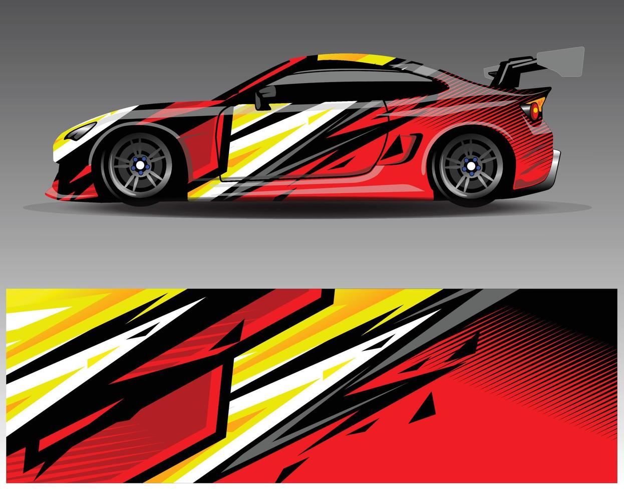 bil wrap design vektor. grafisk abstrakt stripe racing bakgrund kit designs för wrap fordon racer bil rally äventyr och livery vektor