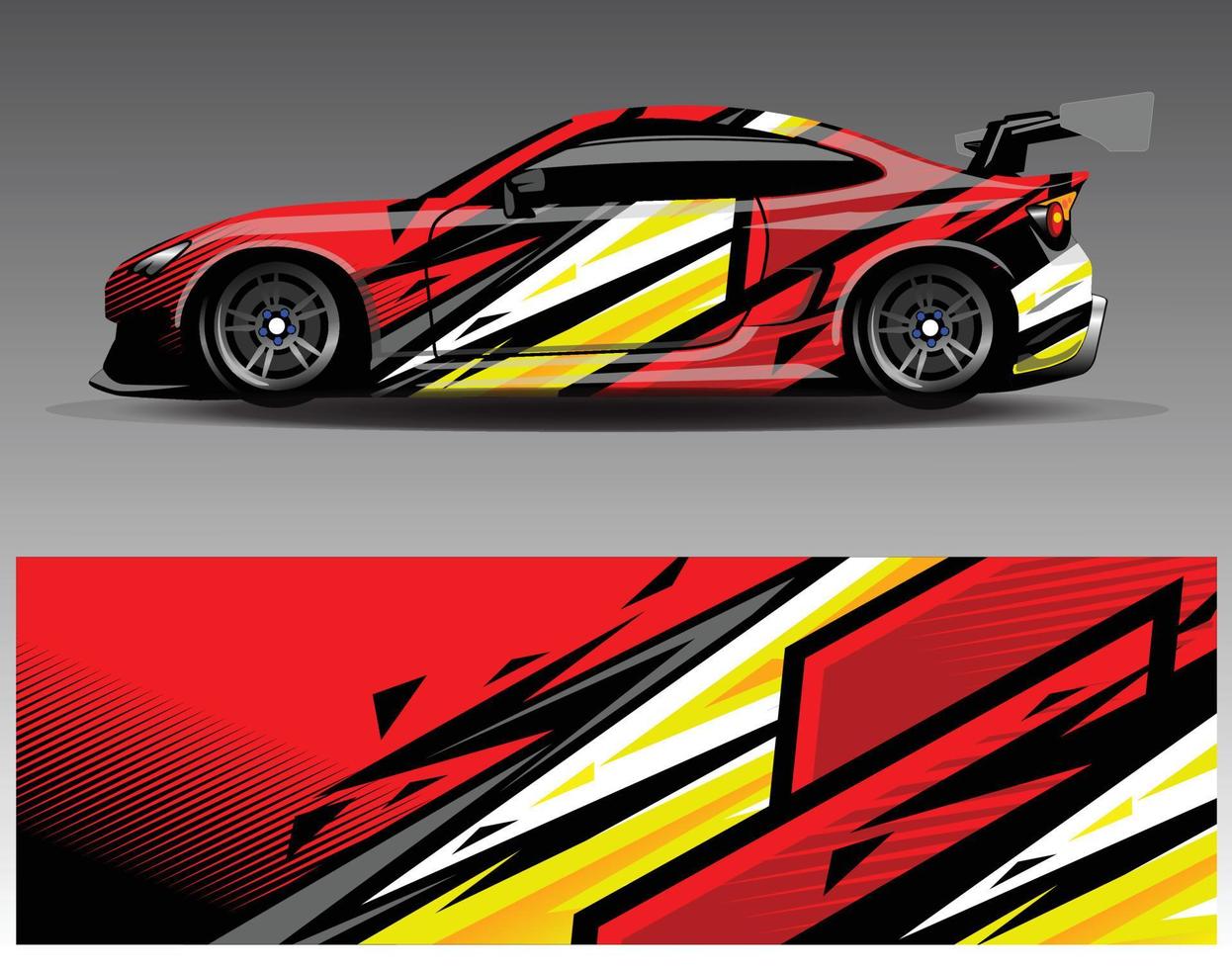 Auto-Wrap-Design-Vektor. grafische abstrakte Streifen-Rennhintergrund-Kit-Designs für Wrap-Fahrzeug-Rennwagen-Rallye-Abenteuer und Lackierungen vektor