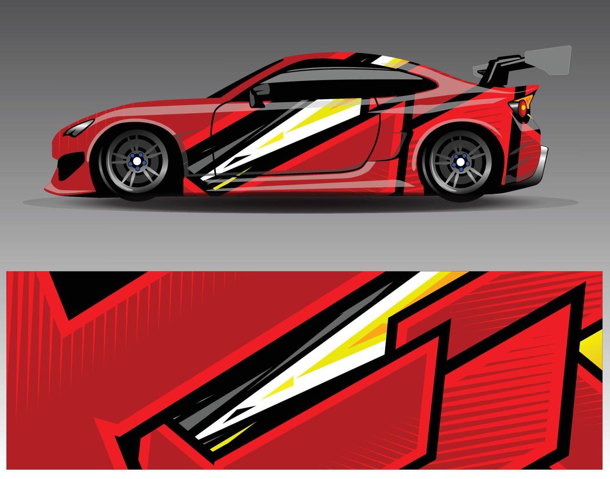 Auto-Wrap-Design-Vektor. grafische abstrakte Streifen-Rennhintergrund-Kit-Designs für Wrap-Fahrzeug-Rennwagen-Rallye-Abenteuer und Lackierungen vektor