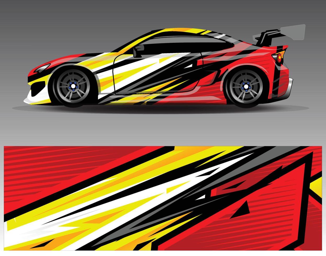 bil wrap design vektor. grafisk abstrakt stripe racing bakgrund kit designs för wrap fordon racer bil rally äventyr och livery vektor