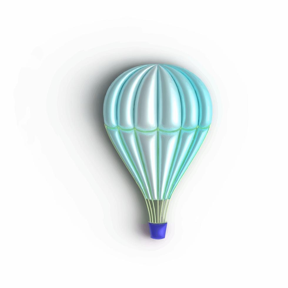 vektor blå varm luft ballong 3d i 3d stil på vit bakgrund. 3d vektor ikon.