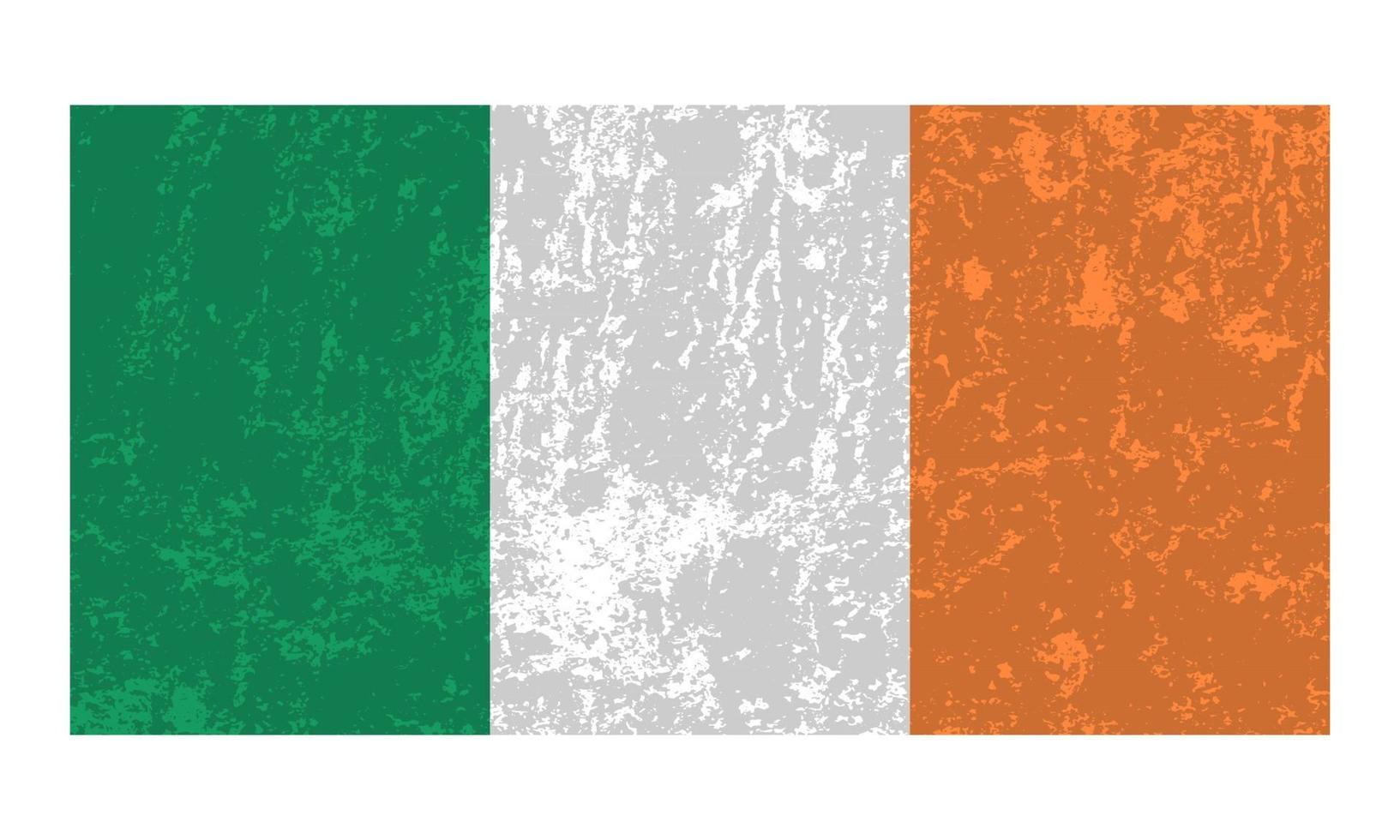 irland grunge flagga, officiell färger och andel. vektor illustration.