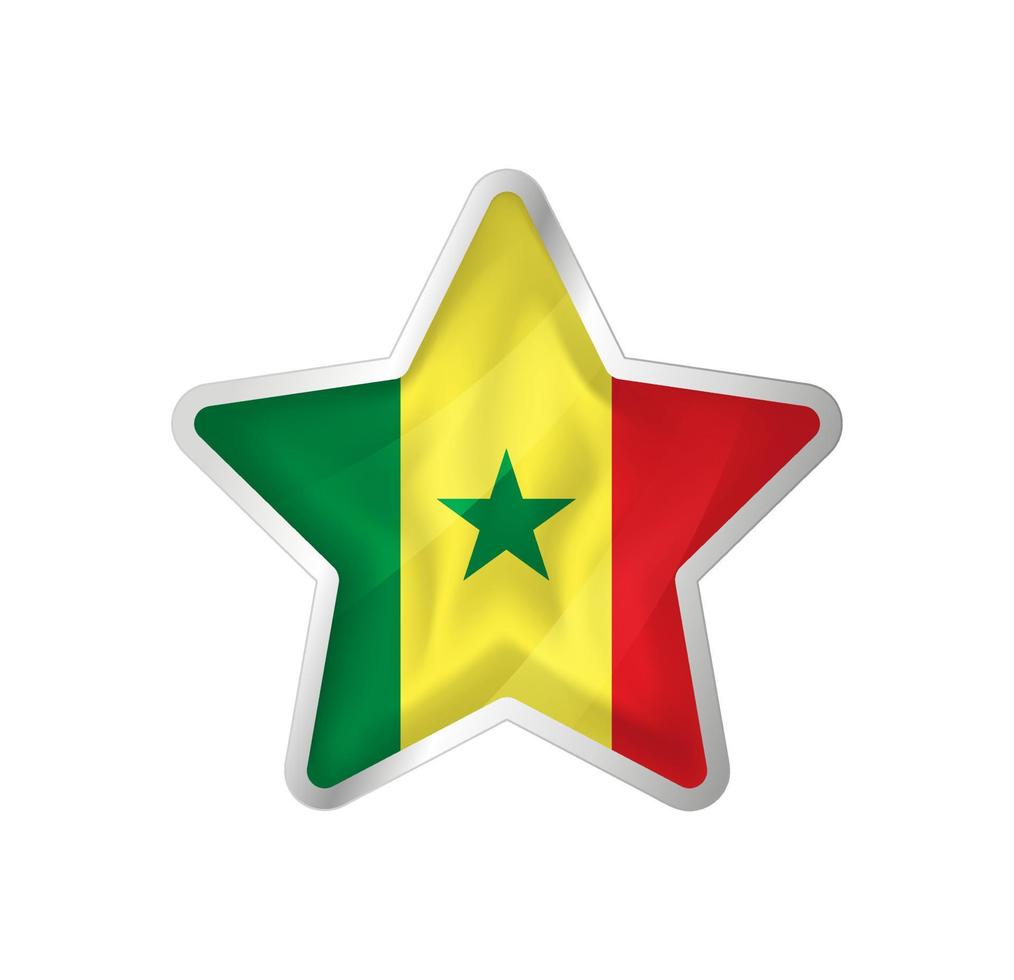 senegal flagga i stjärna. knapp stjärna och flagga mall. lätt redigering och vektor i grupper. nationell flagga vektor illustration på vit bakgrund.