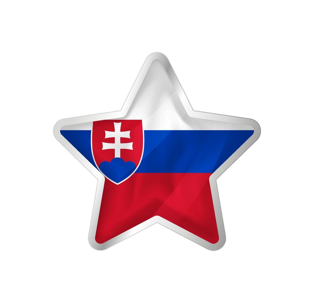 Slowakische Flagge im Stern. Knopfstern und Flaggenvorlage. einfache Bearbeitung und Vektor in Gruppen. Nationalflaggenvektorillustration auf weißem Hintergrund.