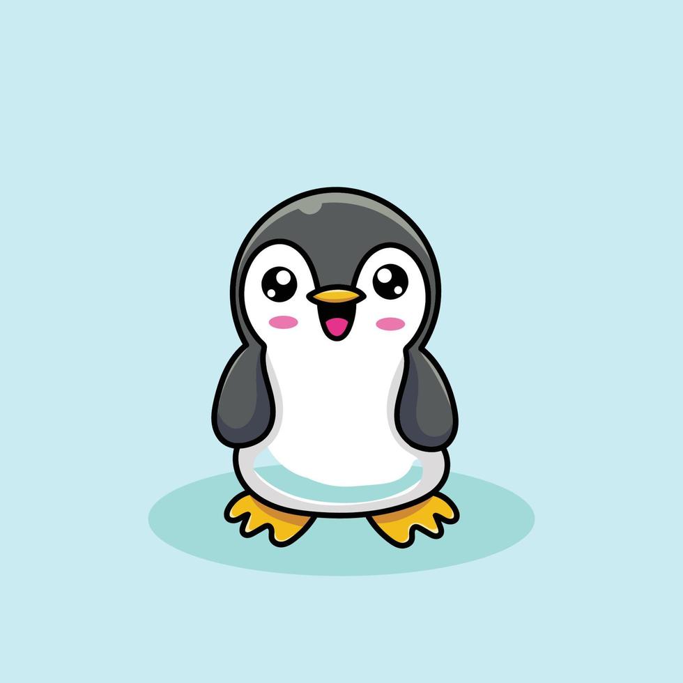 Pinguin Cartoon Maskottchen lustig Vektor Lächeln Glück Spaß niedlich flaches Design Schnee cool
