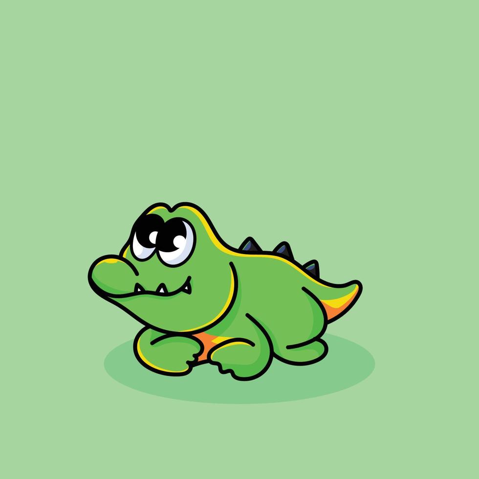 krokodil tecknad serie karaktär maskot platt design päls djur- söt djur- rolig djur- logotyp design vektor