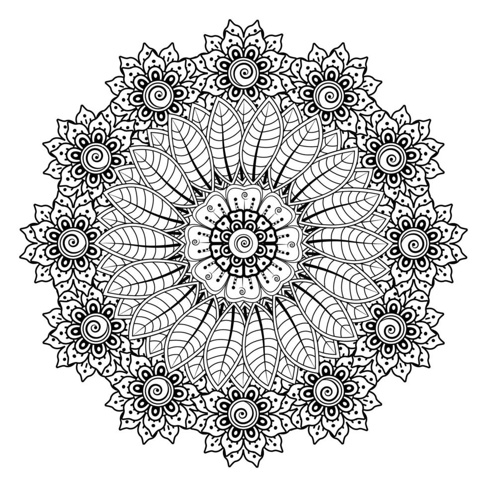 kreisförmiges Muster in Form von Mandala für Henna, Mehndi, Tätowierung, Dekoration. dekoratives Ornament im ethnisch-orientalischen Stil. Malbuchseite. vektor