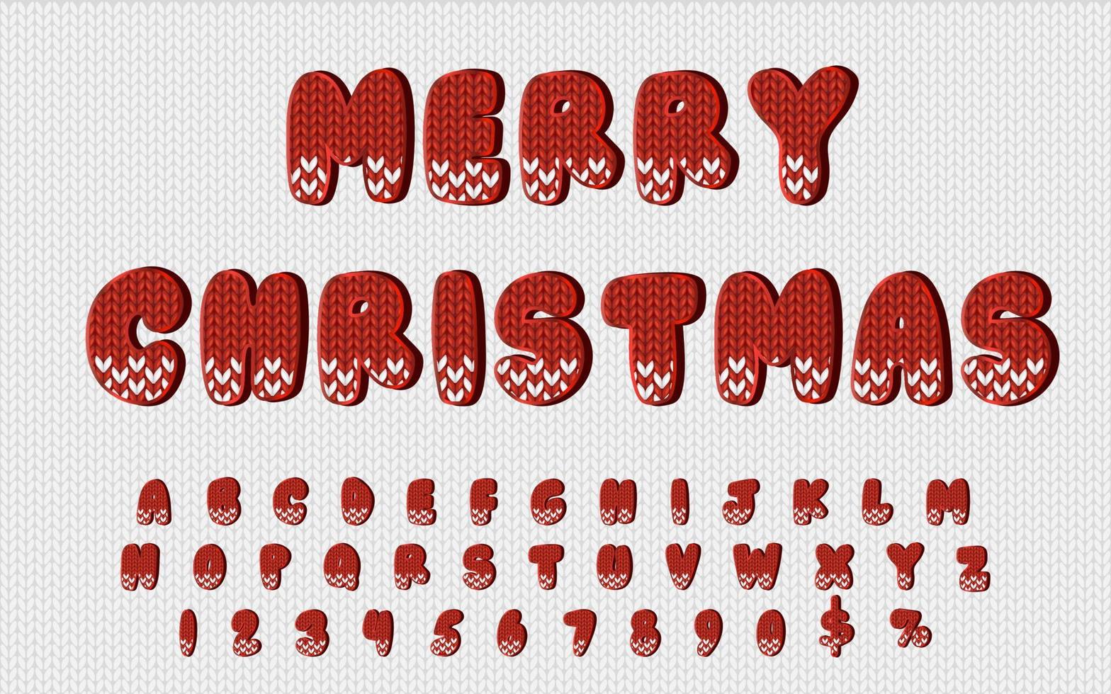 röd glad jul alfabet med brev och tal. vinter- ABC för marknadsföring material. vektor