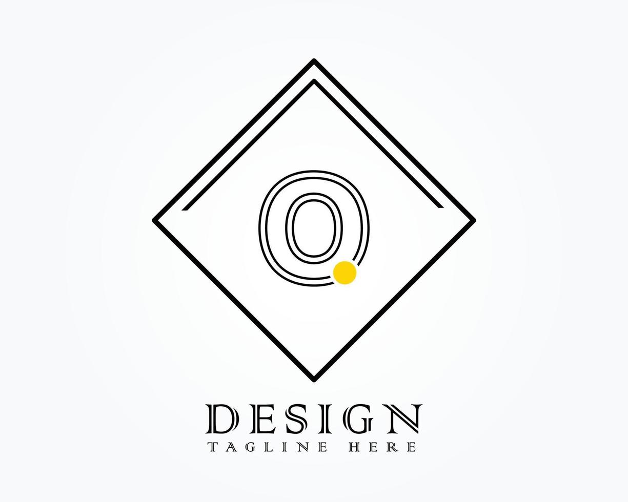 logotyp design mall med brev o av de alfabet i en låda med gul avrundad märken vektor