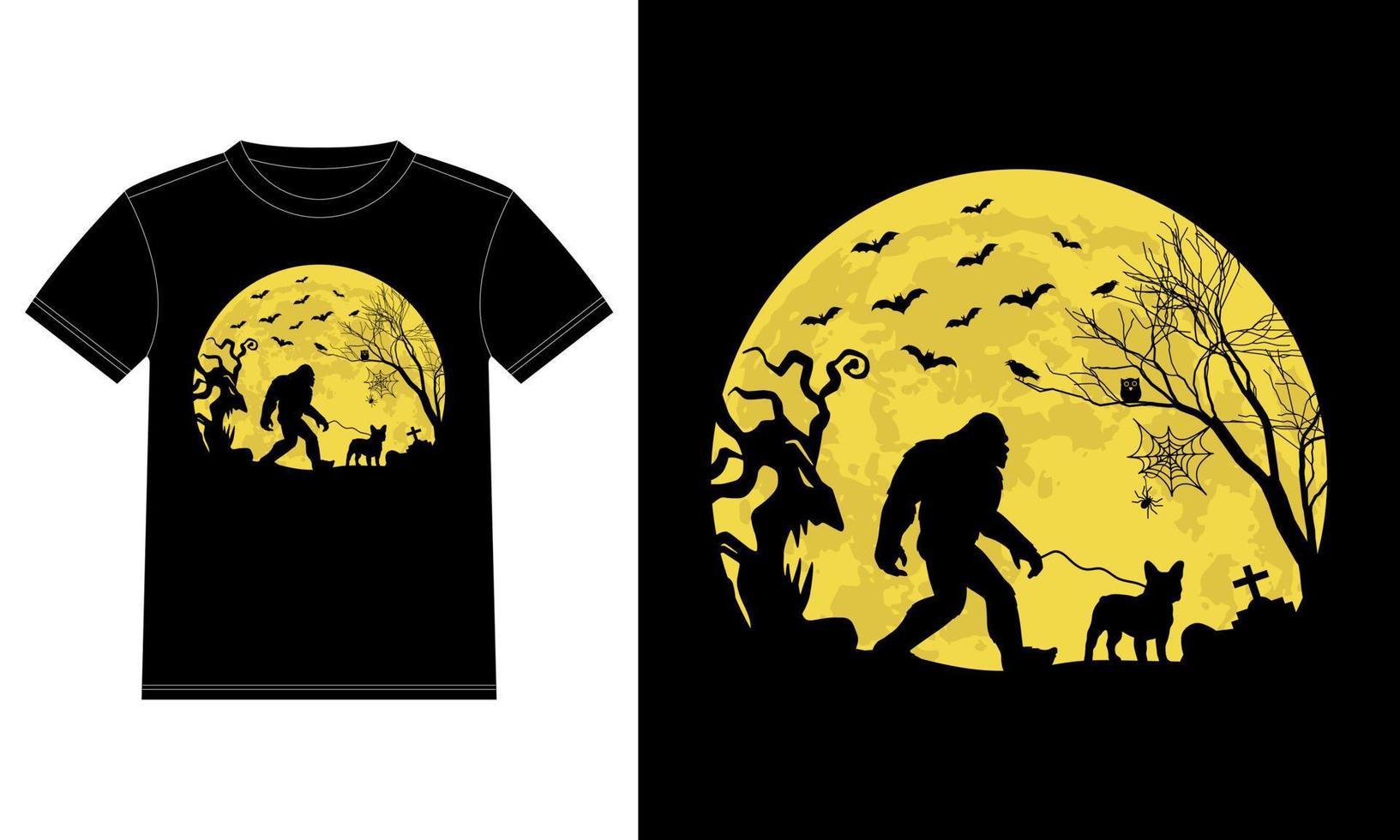 Bigfoot gehender lustiger Halloween-T - Shirt der französischen Bulldogge vektor