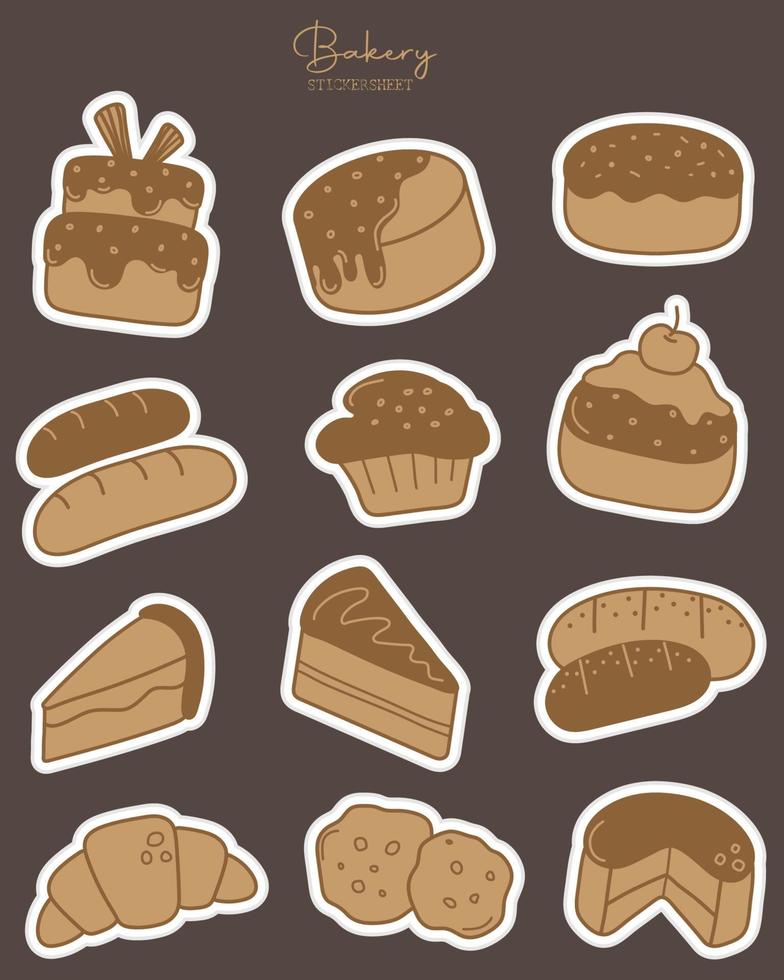 uppsättning av bageri och bröd element, logotyper, märken, etiketter och klistermärken för mat och dryck Produkter. vektor