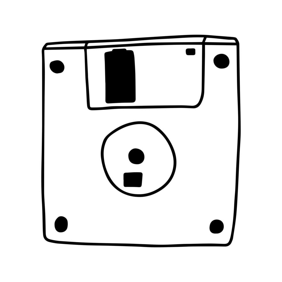 Gekritzel-Disketten-Vektorillustration. handgezeichnete Floppy-ClipArt im Stil der 90er Jahre vektor