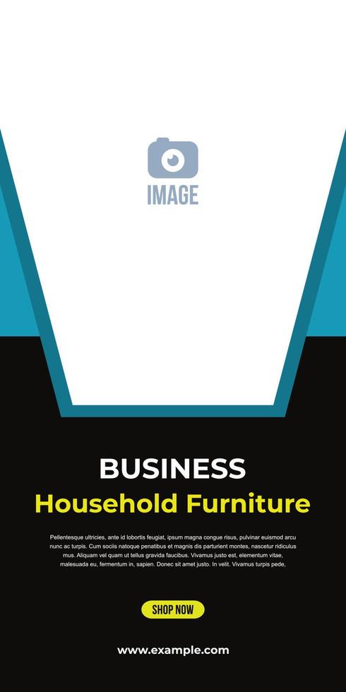 Möbel-Banner-Design. vertikales formlayout im abstrakten stil für die immobilienförderung vektor