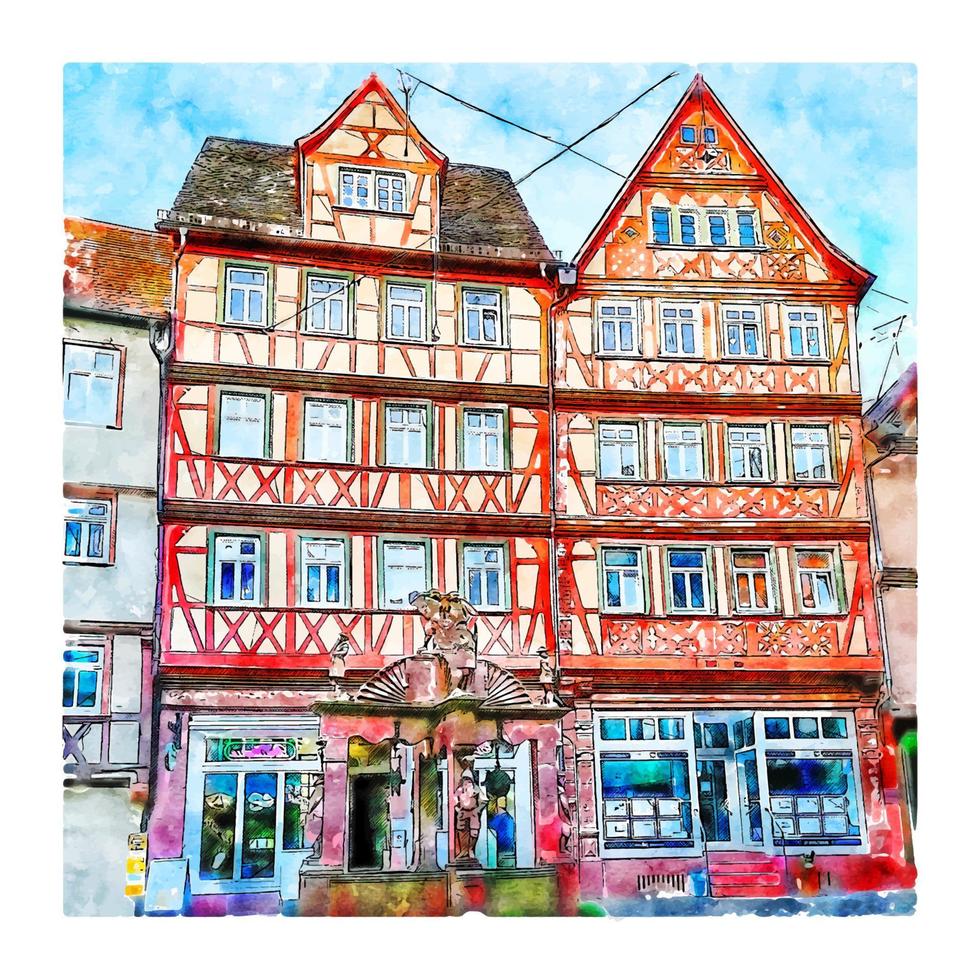 wertheim baden württemberg deutschland aquarell skizze handgezeichnete illustration vektor