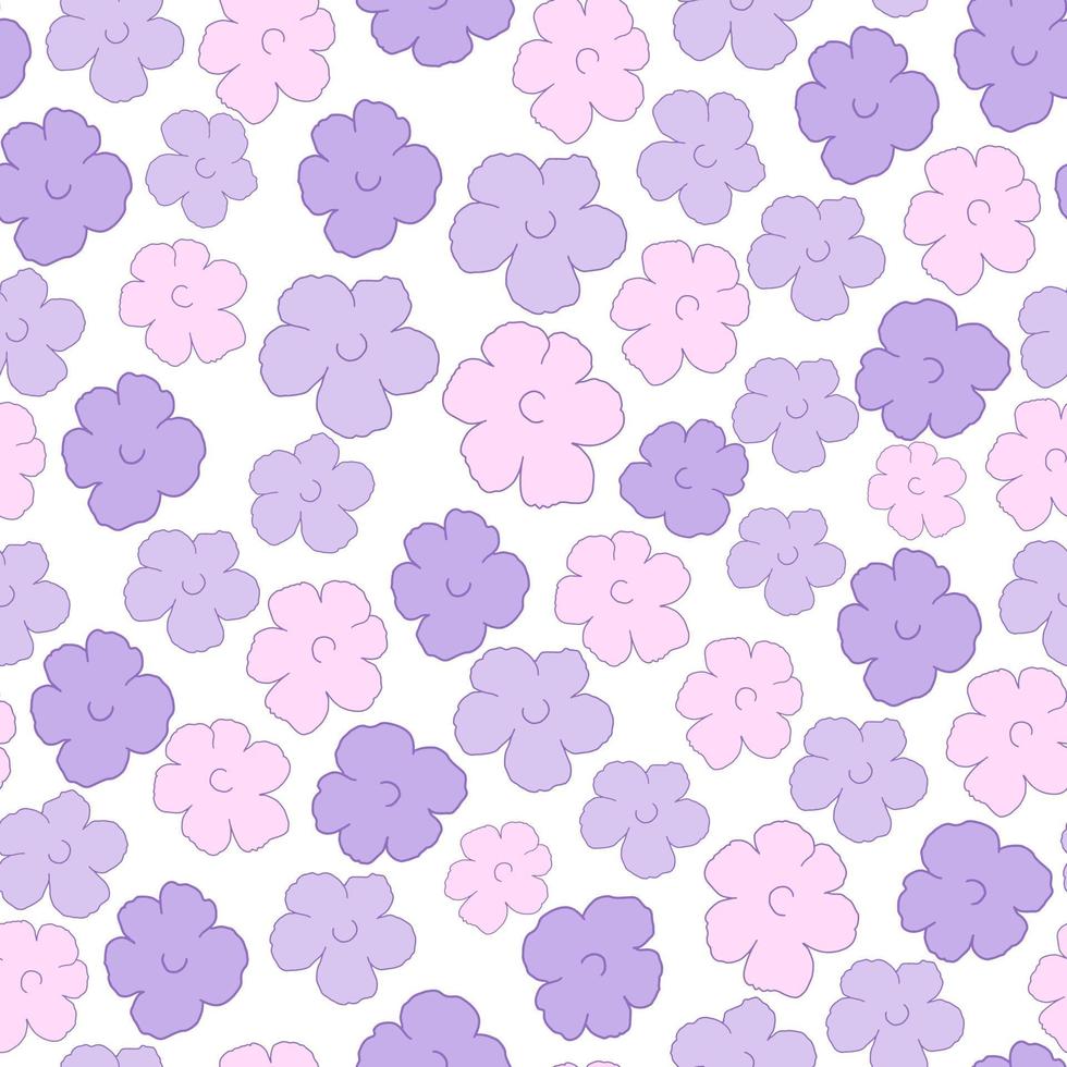 dunkellila, rosa Vektor nahtlose Doodle-Vorlage mit Blumen. Doodle-Illustration von Blumen im Origami-Stil. design für textilien, stoffe, tapeten.