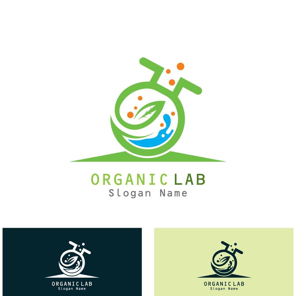 grön labb logotyp design begrepp kreativ labb med blad vektor
