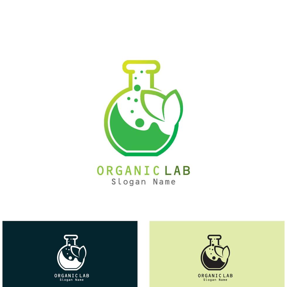 grön labb logotyp design begrepp kreativ labb med blad vektor